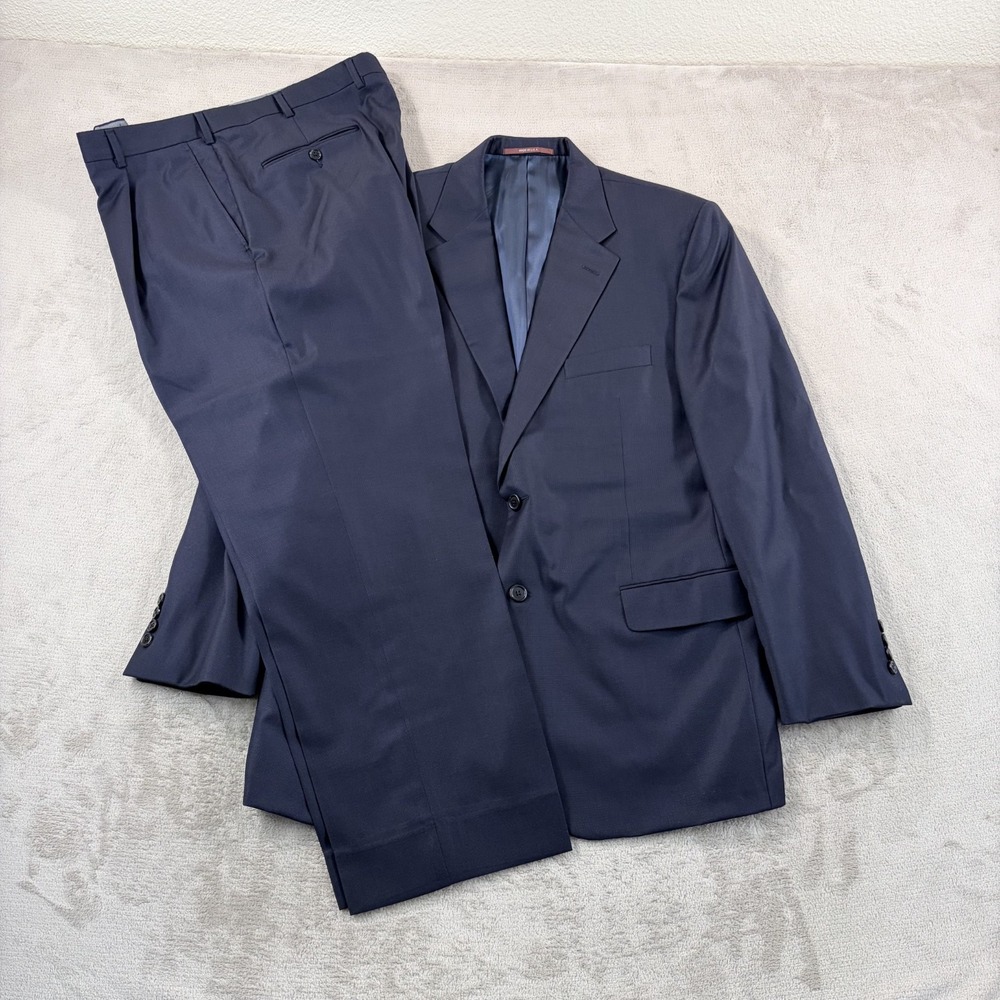 Vintage Loro Piana x Hickey Freeman Suit Navy Tasmania 130s Wool 44R Pants 36x29